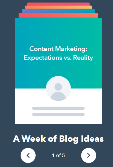 Results from Hubspot topic generator for "content marketing"